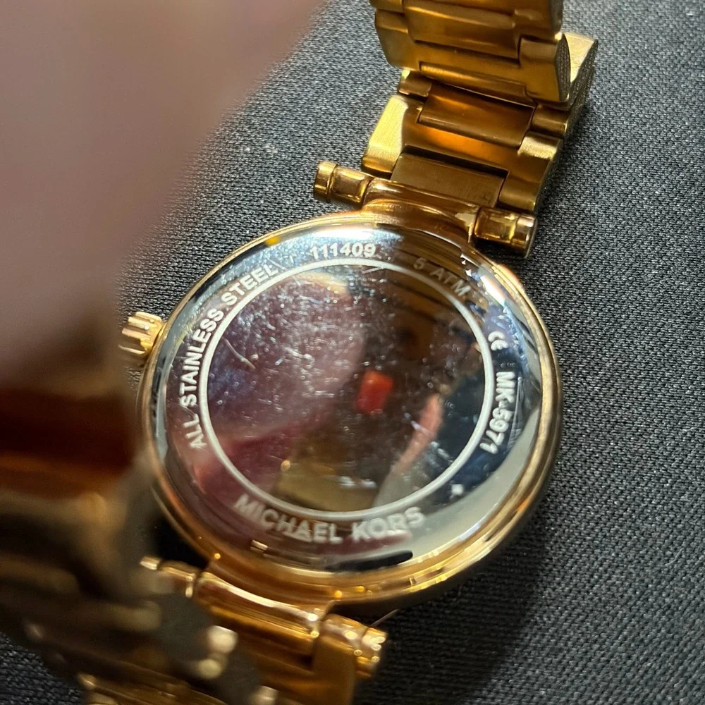 Michael‎ Kors MK-5971 Women Watch Rose Gold Roman Numeral Baguette Crystal